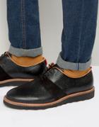 Zign Leather Suede Mix Derby Shoes - Black