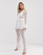 Unique21 Wide Leg Belted Jumpsuit-white