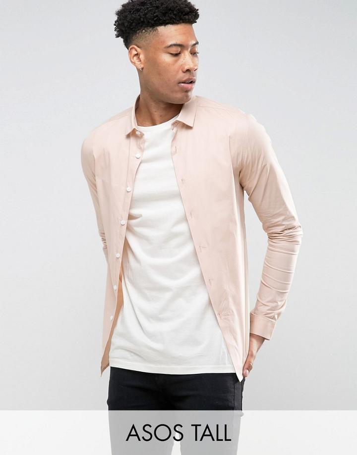 Asos Tall Skinny Shirt In Pink - Pink