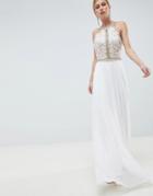 Jovani Embroided Bodice Maxi Dress - White