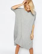 Asos Oversize T-shirt Dress With Curved Hem - Gray