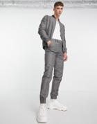 Asos Design Smart Slim Sweatpants Cuff Pants Set With Gray Prinstripe-grey