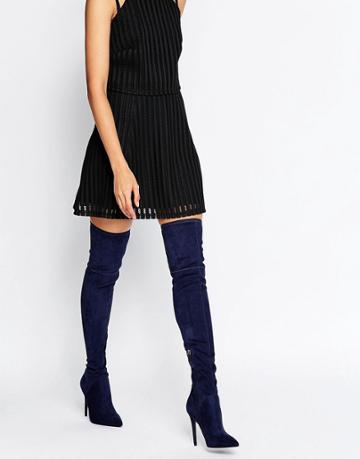 Kendall + Kylie Navy Stilletto Thigh High Boots - Navy