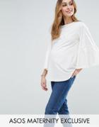 Asos Maternity Exagerated Sleeve Top - White