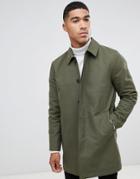 Asos Design Shower Resistant Single Breasted Trench In Green - Green