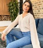 Fashion Union Petite Sweater With Half Zip In Cable Knit-white