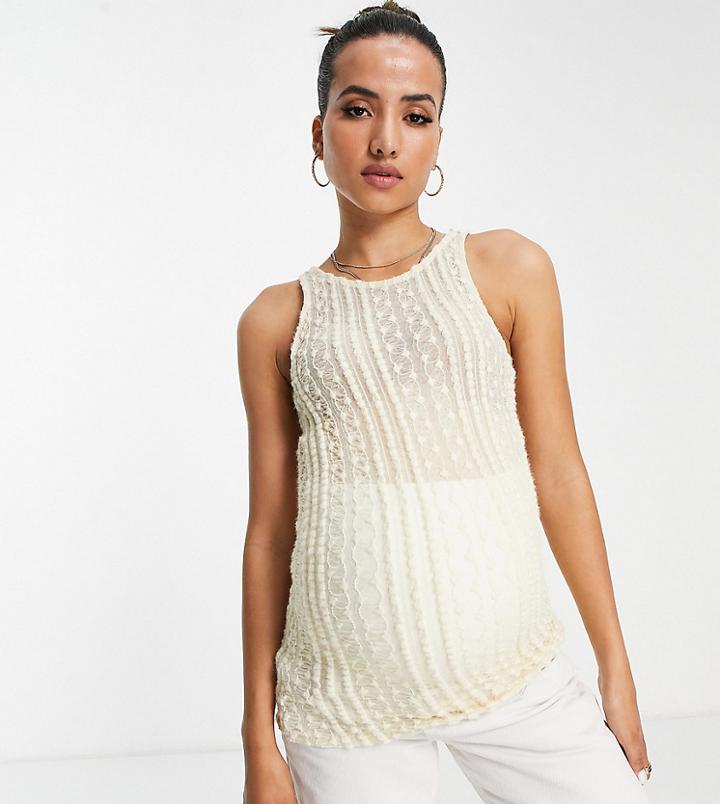 River Island Maternity Textured Tank In Cream-white