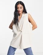 Miss Selfridge Oversized Sleeveless Blazer In Stone-neutral