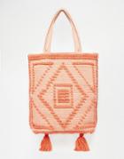 Asos Embroidered Beach Bag With Tassels - Multi