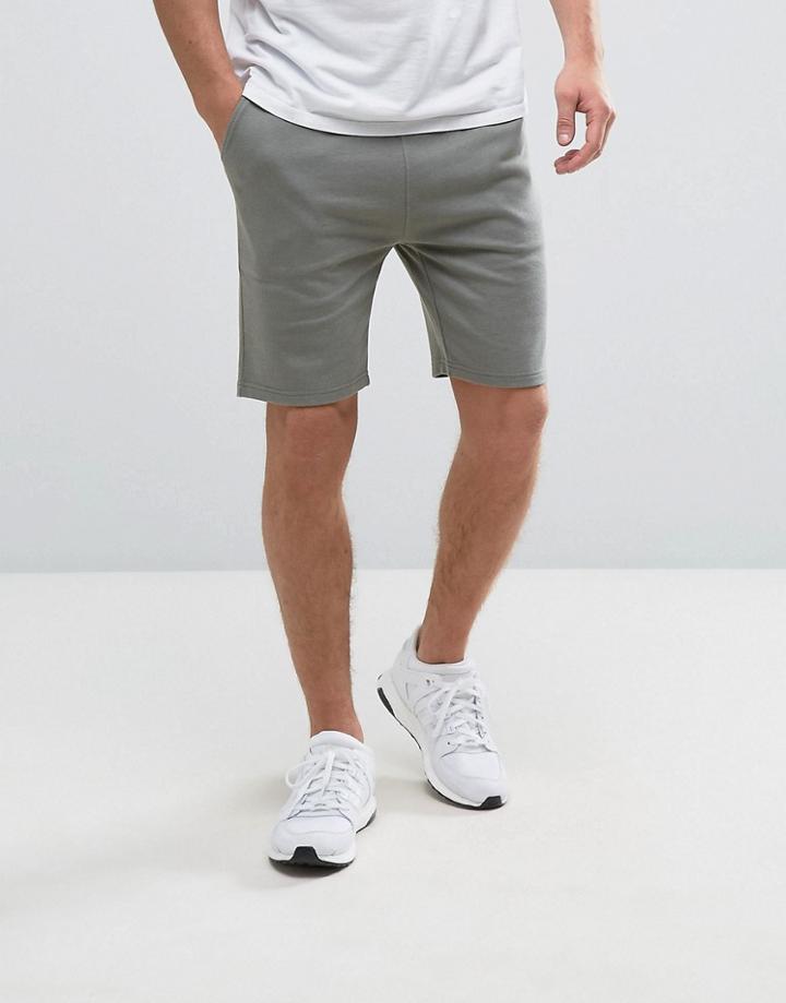 Asos Skinny Jersey Shorts In Light Khaki - Green