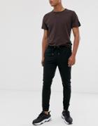 Asos Design Skinny Sweatpants In Fine Black Mesh - Black