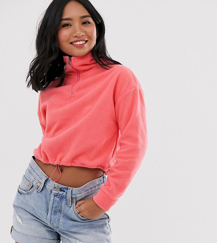 Brave Soul Petite Maryam Cropped Fleece-pink