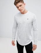 Hollister Long Sleeve Top Crew Icon Logo Slim Fit In Gray Marl - Gray
