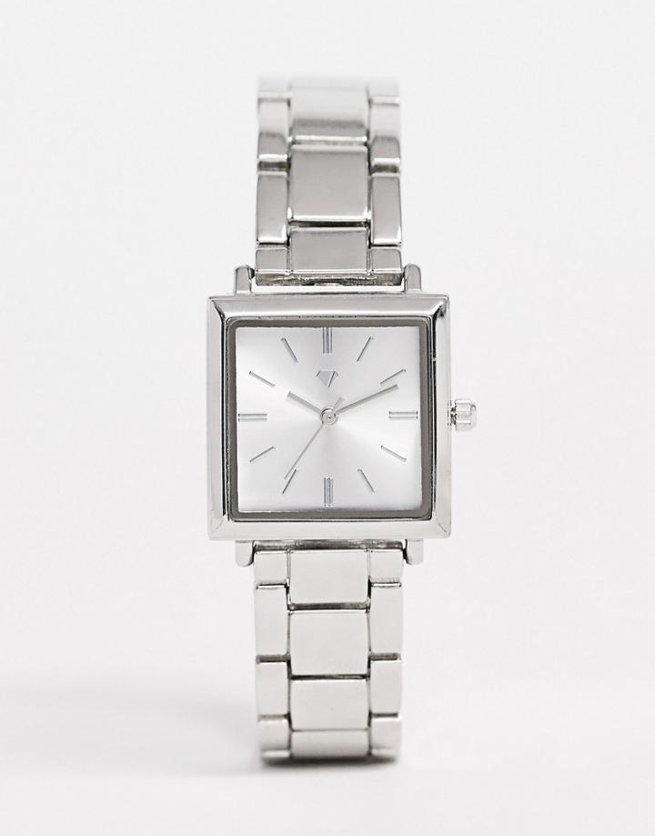 Spirit Design Ladies Square Bracelet Watch In Silver