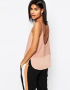 Asos Scoop Back Cami In Matte & Shine - Brown