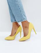 New Look Yellow Suedette Court Shoe - Yellow