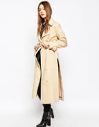 Asos Trench With Raglan Sleeve In Midi Length - Nude