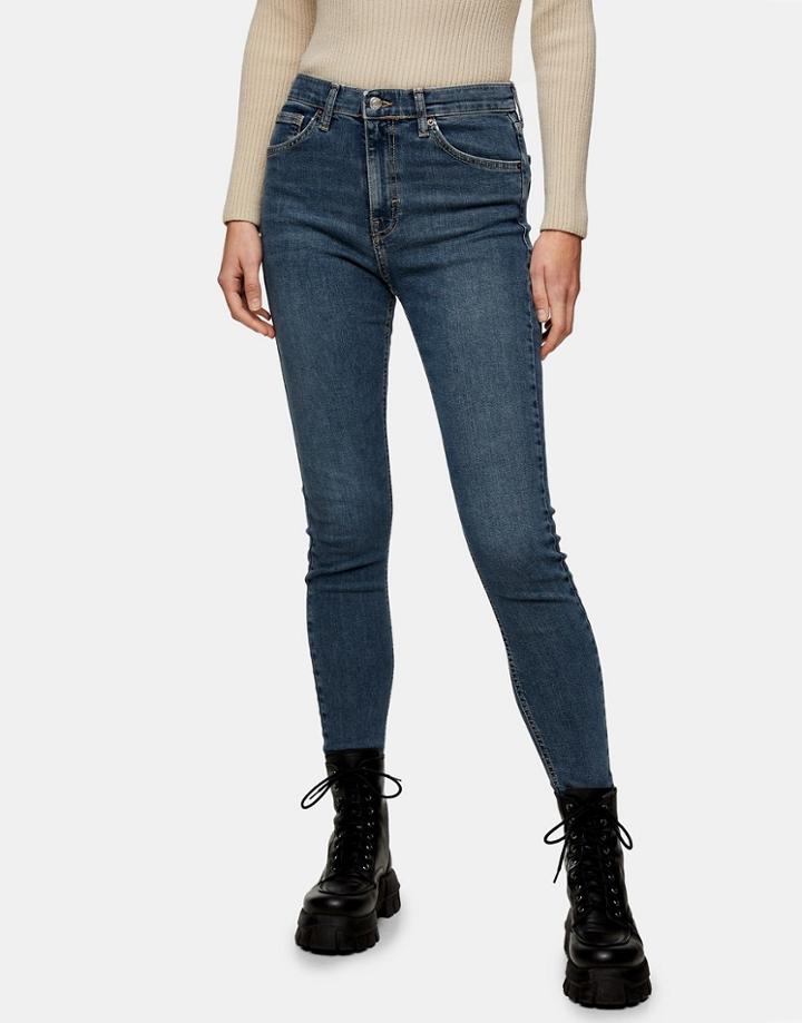 Topshop Jamie Skinny Jeans In Dirty Blue-blues