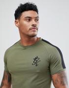 Gym King Logo Muscle Fit Ringer T-shirt In Green - Green