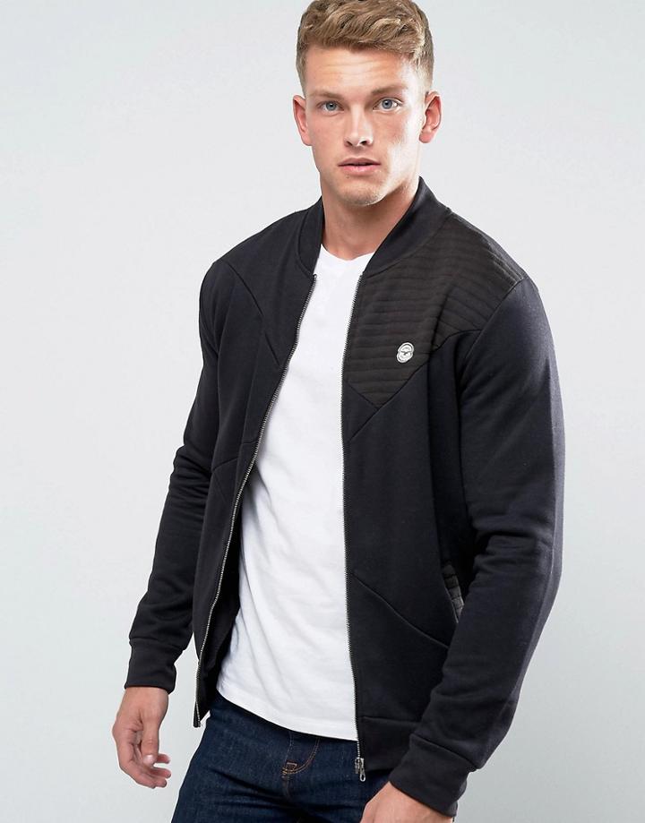 Le Breve Ma1 Sweat Zip Through - Black