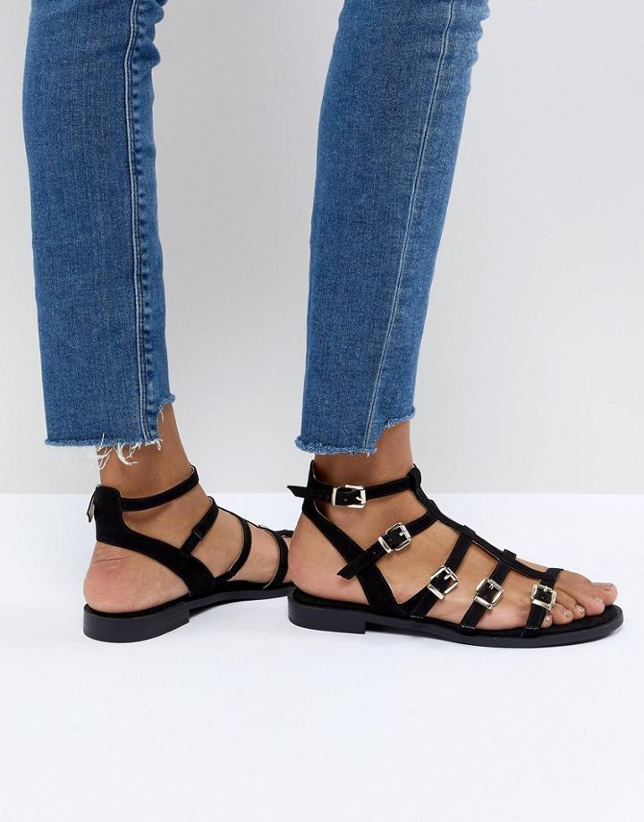 Faith Julian Black Flat Gladiator Sandals - Black