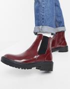 Raid Palma Flat Chelsea Boots In Burgundy-red
