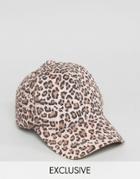 Reclaimed Vintage Inspired Baseball Cap In Leopard Print - Stone
