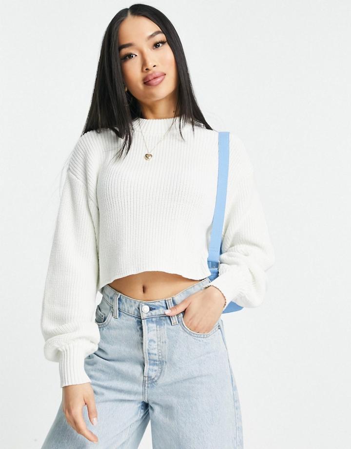 Monki Knitted Sweater In Off White