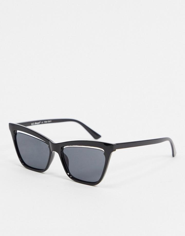 Aj Morgan Cat Eye Sunglasses In Black With Lens Cut Out