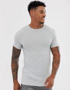 Asos Design Organic Muscle Fit T-shirt With Crew Neck In Gray