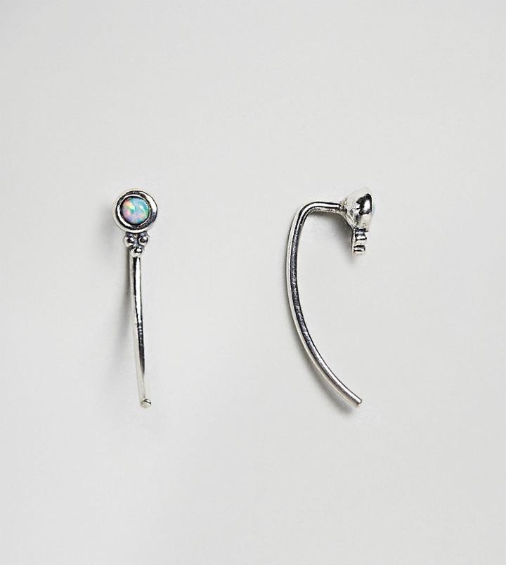 Kingsley Ryan Sterling Silver Opal Stud Through & Through Earrings - Silver