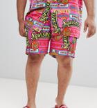 The Simpsons X Asos Design Plus Swim Shorts With Logo Print - Pink
