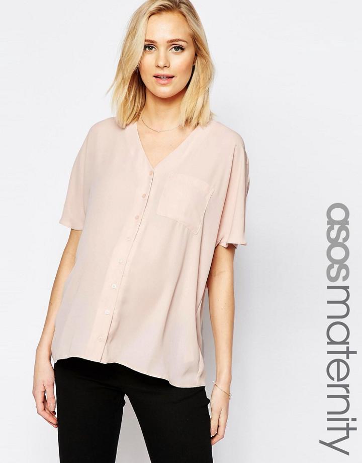 Asos Maternity V Neck Kimono Blouse - Pink