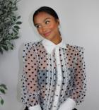 River Island Petite Heart Organza Shirt In White