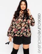 Asos Curve Blouse In Vintage Floral Print - Multi