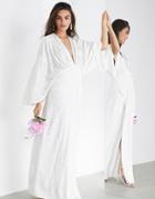 Asos Edition Luna Embroidered Satin Kimono Wedding Dress-white