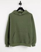 Asos Design Oversized Quilted Hoodie In Khaki-green