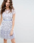 Needle & Thread Meadow Embroidered Tulle Dress - Blue