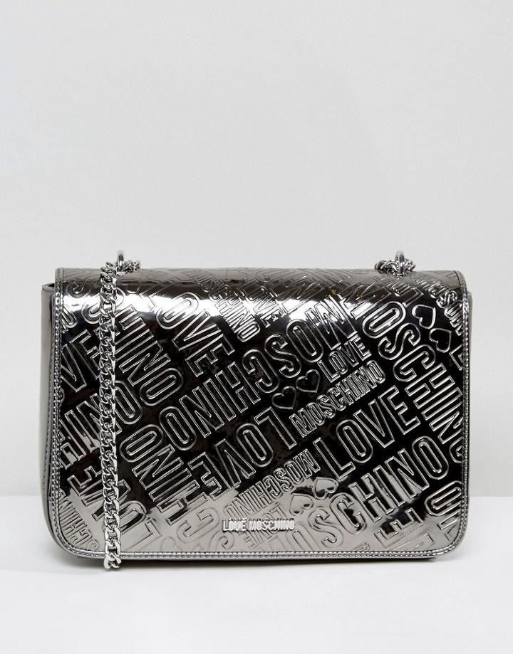 Love Moschino Logo Chain Strap Bag - Silver