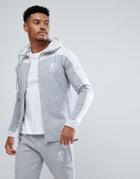 Gym King Muscle Hoodie In Gray Marl With Contrast Panel - Gray