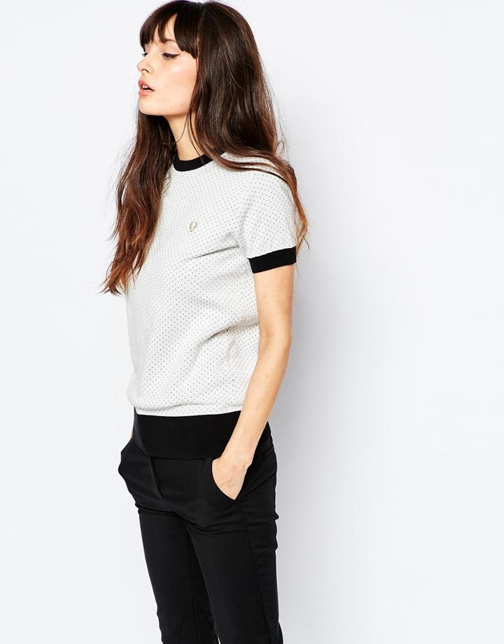 Fred Perry Tonal Polka Dot Fitted Sweater - White
