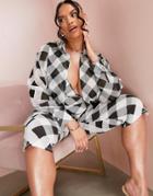 Asos Design Oversized Sheer Shirt In Gingham - Part Of A Set-multi