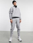 Asos Design Polar Fleece Oversized Tracksuit With Half Zip Sweatshirt In Heather Gray-grey