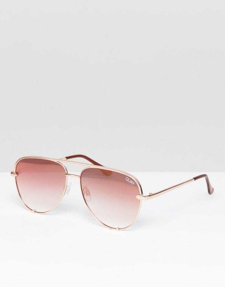 Quay X Desi High Key Aviator Sunglasses - Pink