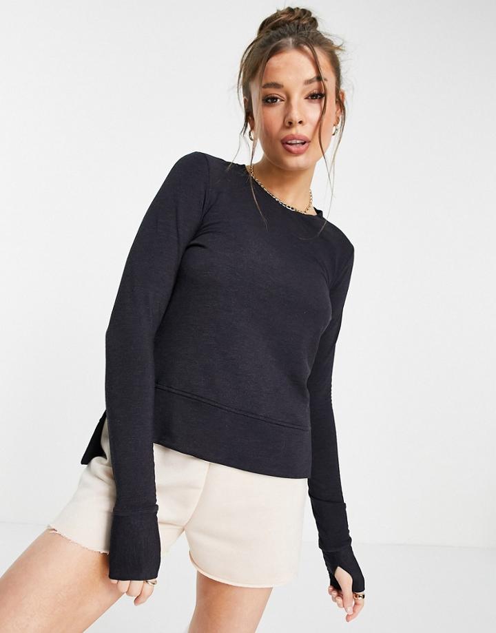 Superdry Sport Active Studio Luxe Sweatshirt In Black Heather