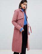 Y.a.s Belted Wool Coat - Pink