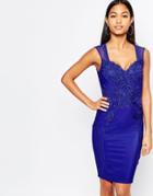Michelle Keegan Loves Lipsy Lace Applique Front Pencil Dress - Cobalt Blue