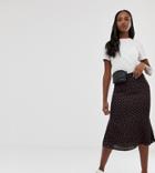 Glamorous Tall Bias Cut Midi Skirt In Ladybird Print Satin
