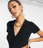 Asyou Short Sleeve Polo Shirt In Black
