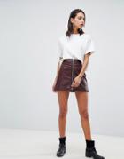 Goosecraft Leather Skirt With Exposed Zip - Purple
